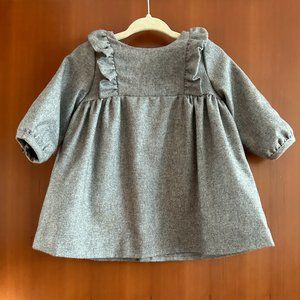 Jacadi Baby Girl's Gray Wool Ruffle Dress (Size 6M)